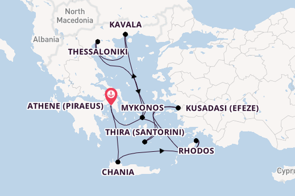 Oostelijke Middellandse Zee vanaf Athene (Piraeus), Griekenland met de Celebrity Infinity