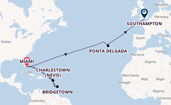 Transatlantic from Miami, Florida, USA with the Queen Elizabeth