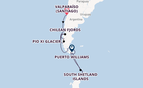 South America from Valparaíso (Santiago), Chile with the Silver Cloud