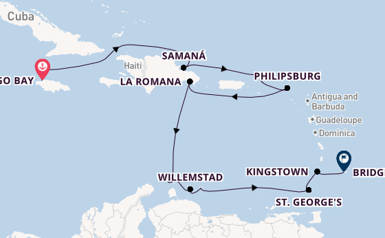 Caribbean vanaf Montego Bay met AIDAluna