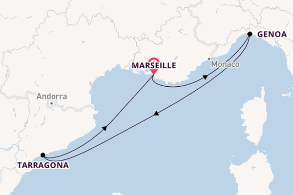 Western Mediterranean from Marseille, France with the MSC Euribia