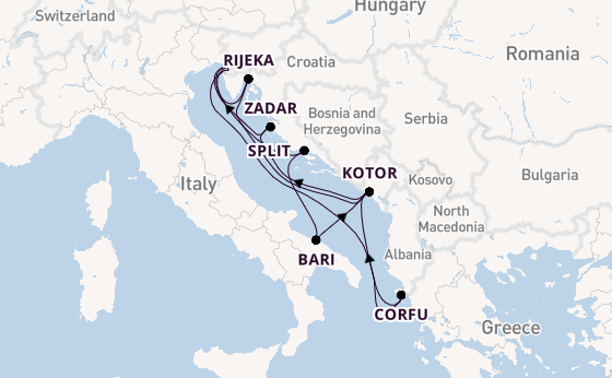 Middellandse Zee vanaf Triëst, Italië met de Mein Schiff 4