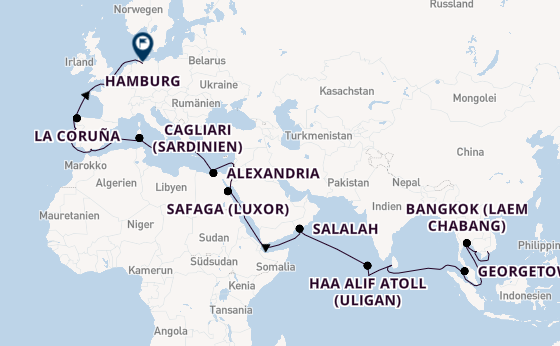Mittelmeer ab Ho-Chi-Minh-Stadt, Vietnam auf der VASCO DA GAMA
