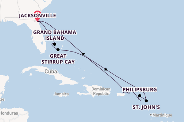 Caribbean from Jacksonville, Florida, USA with the Norwegian Gem