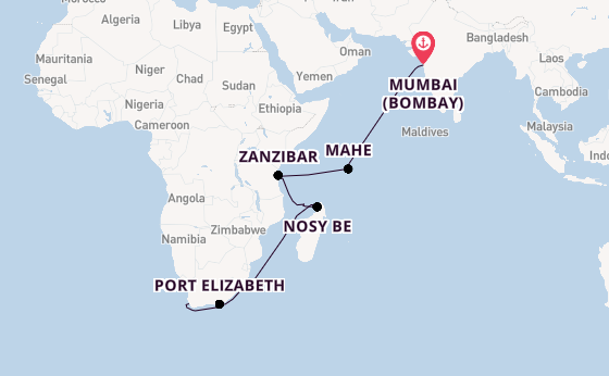 Africa from Mumbai (Bombay), India with the Seven Seas Navigator