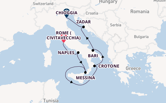 Western Mediterranean from Rome (Civitavecchia), Italy with the Viking Sky