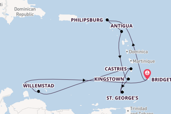 Southern Caribbean from Bridgetown, Barbados with the Britannia 