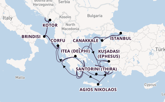 Eastern Mediterranean from Dubrovnik, Croatia with the Seabourn Ovation 