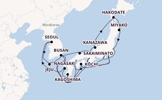 Ostasien ab Tokio, Japan auf der Noordam
