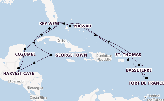 Caribbean vanaf Miami, Verenigde Staten met de Vista