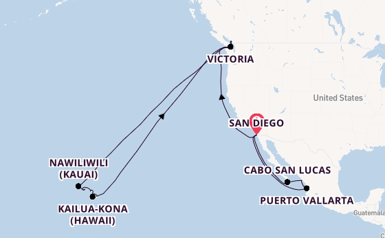 Hawaii from San Diego, California, USA with the Koningsdam