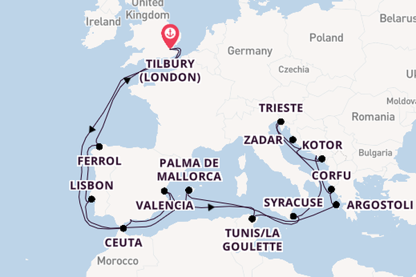 Cruising from Tilbury (London) via Málaga