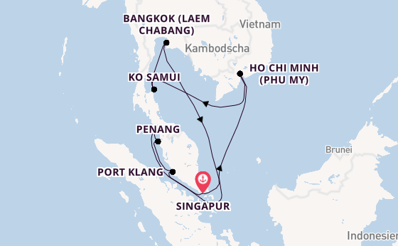 Südostasien ab Singapur, Singapur auf der Mein Schiff 6