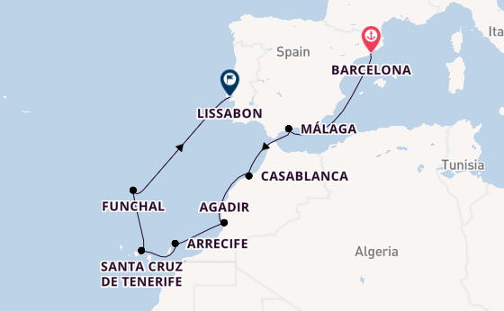 Canarische Eilanden vanaf Barcelona, Spanje met de Allura