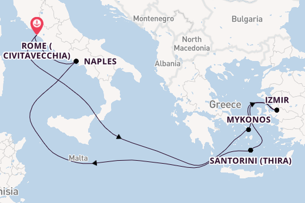 Santorini & Mykonos Fly Cruise From Rome