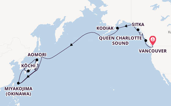 Transpazifik ab Vancouver, Kanada auf der Seabourn Encore