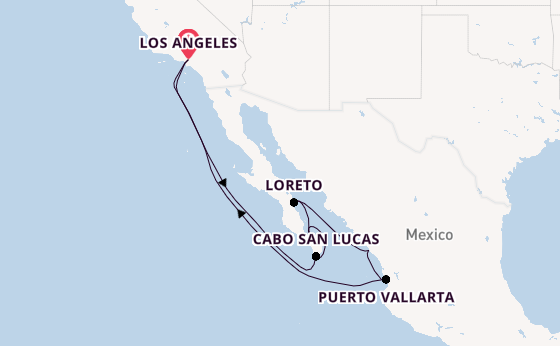 Mexican Riviera from Los Angeles, California, USA with the Crown Princess