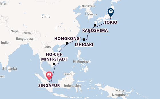 Ostasien ab Singapur, Singapur auf der Diamond Princess