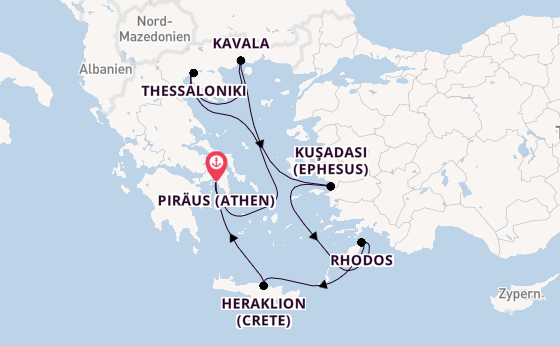 Östliches Mittelmeer ab Piräus (Athen), Griechenland auf der Celebrity Infinity