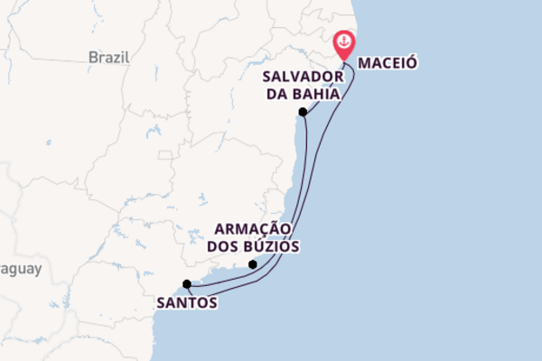 Brazil from Maceió with the MSC Grandiosa