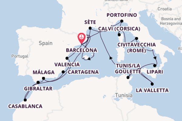 Cruise naar Barcelona via Mgarr