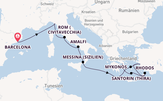 Mittelmeer ab Barcelona, Spanien auf der Rhapsody of the Seas