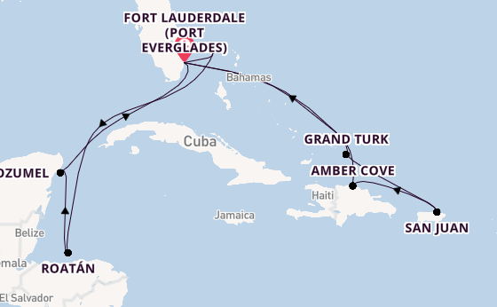 Caribbean from Fort Lauderdale (Port Everglades), Florida with the Sun Princess