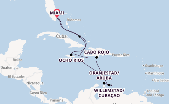 Caribbean from Miami, Florida, USA with the MSC Poesia