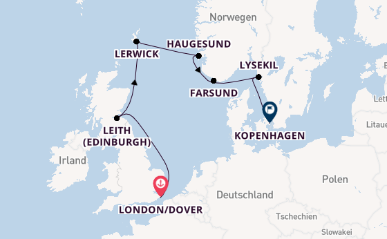 Vereinigtes Königreich ab London/Dover, Großbritannien auf der Seabourn Quest