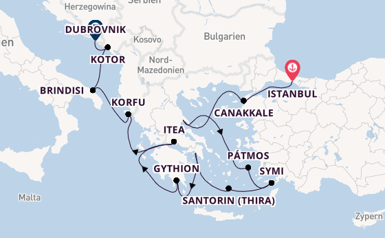 Östliches Mittelmeer ab Istanbul, Türkei auf der Seabourn Ovation