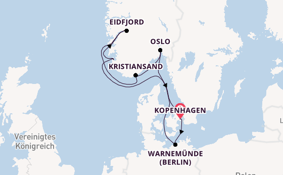 Norwegen ab Kopenhagen, Dänemark auf der MSC Magnifica