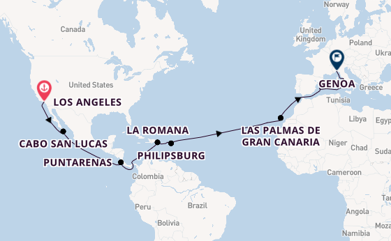 Transatlantic from Los Angeles, California with the MSC Magnifica