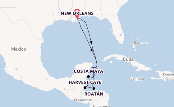 Western Caribbean from New Orleans, Louisiana, USA with the Norwegian Getaway