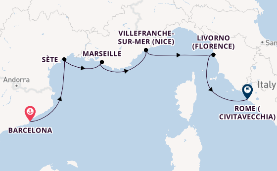 Western Mediterranean from Barcelona, Spain with the Viking Mira