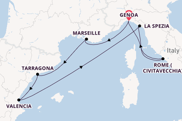 Western Mediterranean from Genoa, Italy with the MSC Orchestra 