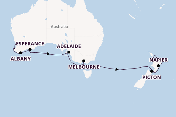 Australië en Nieuw-Zeeland vanaf Perth, Australië met de Riviera