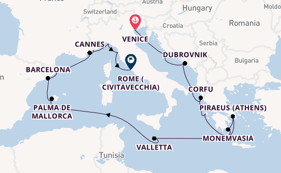 Mediterranean from Venice, Italy with the Seven Seas Grandeur
