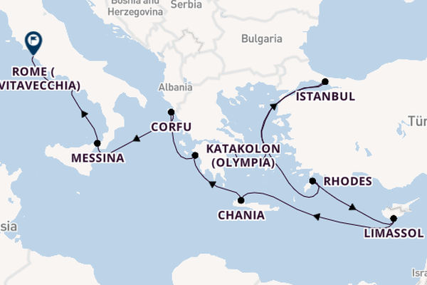 Mediterranean Sea from Athens (Piraeus), Greece with the Enchanted Princess