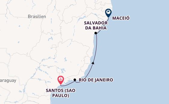 Brasilien ab Santos (Sao Paulo), Brasilien auf der MSC Divina