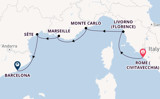 Western Mediterranean from Rome (Civitavecchia), Italy with the Viking Saturn