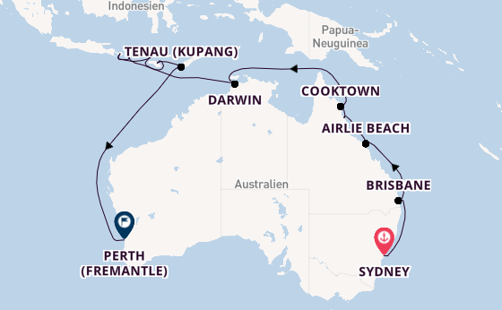 Australien ab Deutschland auf der Riviera