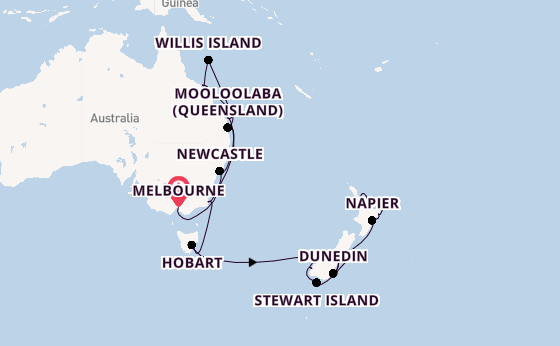 Australië en Nieuw-Zeeland vanaf Melbourne, Australië met de Silver Moon