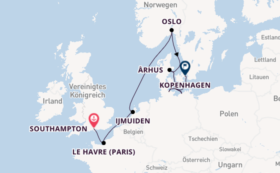 England ab Southampton, Großbritannien auf der Norwegian Star