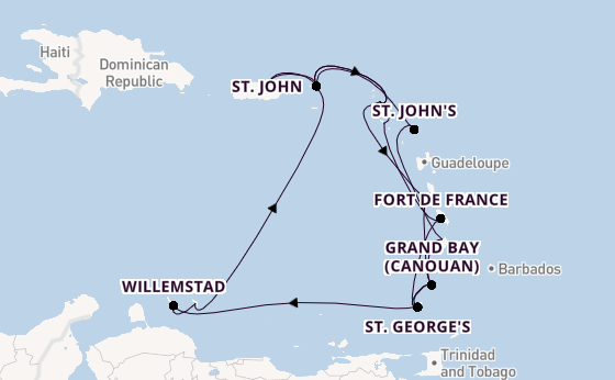 Caribbean vanaf San Juan, Puerto Rico met de Silver Dawn