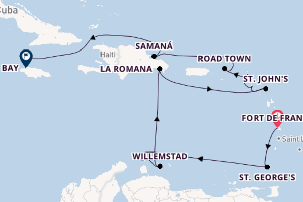 Caribbean vanaf Fort de France met AIDAbella