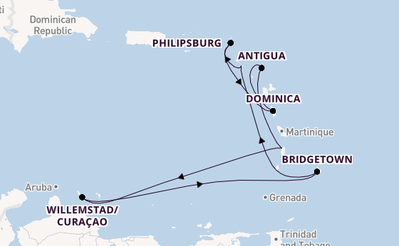 Southern Caribbean from Charlestown (Nevis), St. Kitts with the Arvia