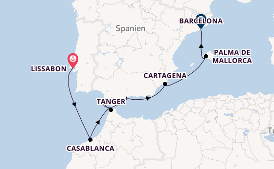 Westliches Mittelmeer ab Lissabon, Portugal auf der Silver Muse
