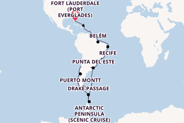 South America from Fort Lauderdale (Port Everglades), Florida with the Volendam