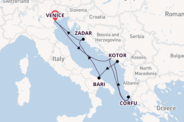 Mediterranean Sea from Venice, Italy with the MSC Opera