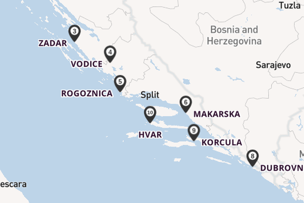 Kroatië vanaf Trogir, Kroatië met de LIBERTY